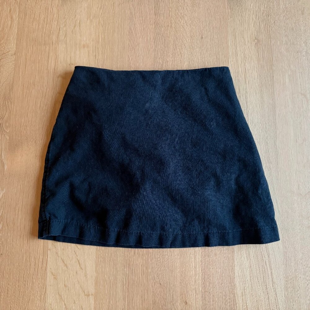 Black Linen Mini Skort